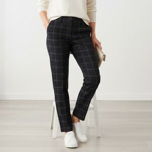 Ann Taylor LOFT Black White Plaid Straight Leg Dress Pants -Size 0